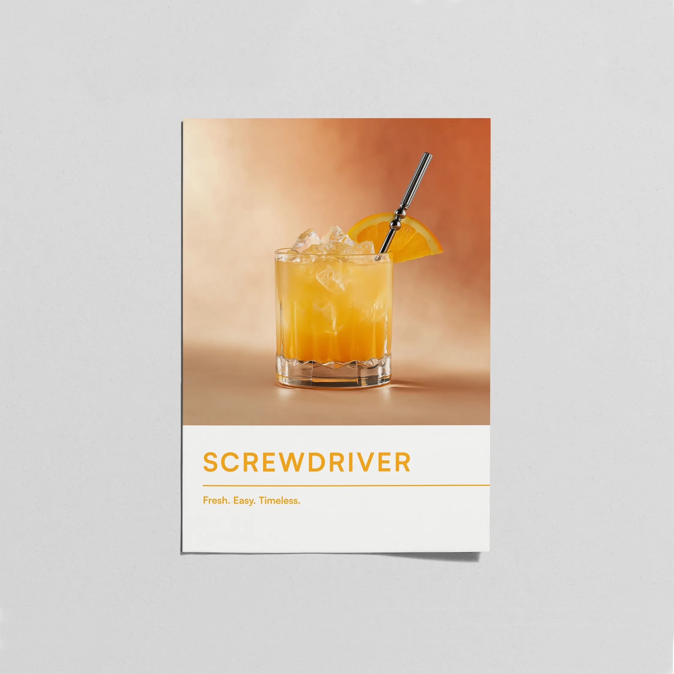 screwdriver-poster-aln Screwdriver Poster – Modern Kokteyl Duvar Tablosu | Bar & Mutfak Dekoru - Görsel 1