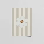 Minimal Çiçekli Çizgili Poster – Nötr Bebek & Çocuk Odası Duvar Dekoru