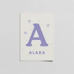 Kişiye Özel Lila Harfli Bebek Posteri – İsimli Nursery Duvar Dekoru