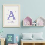 Kişiye Özel Lila Harfli Bebek Posteri – İsimli Nursery Duvar Dekoru - Görsel 2