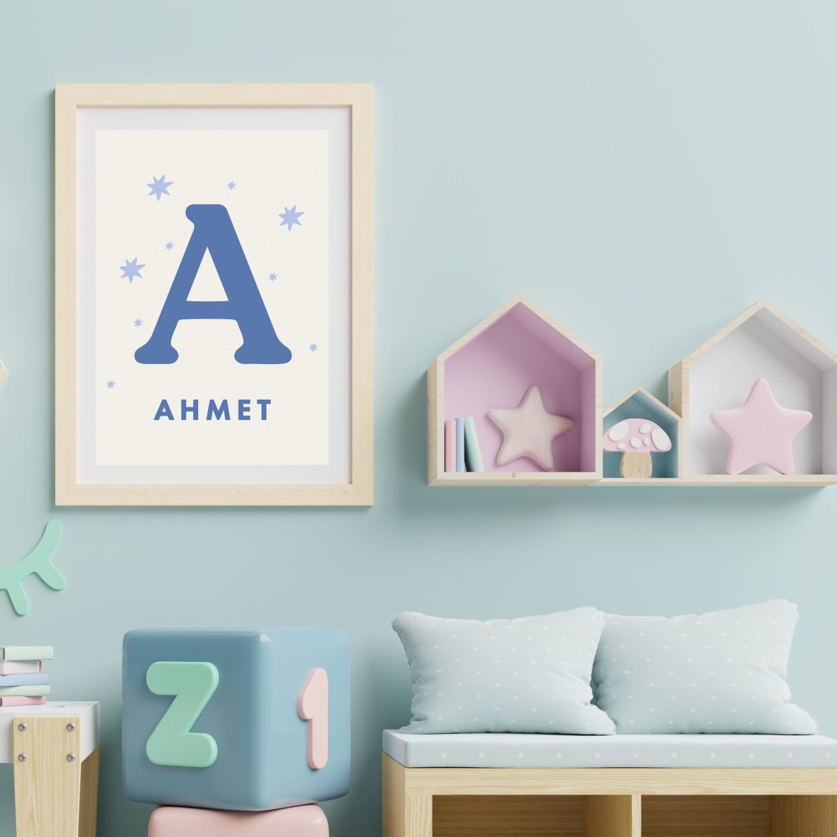 Kişiye Özel Harfli Bebek Posteri – İsimli Nursery Duvar Dekoru - Görsel 2