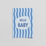 Hello Baby Mavi Çizgili Bebek Odası Posteri | Modern Tipografik Çocuk Odası Duvar Dekoru