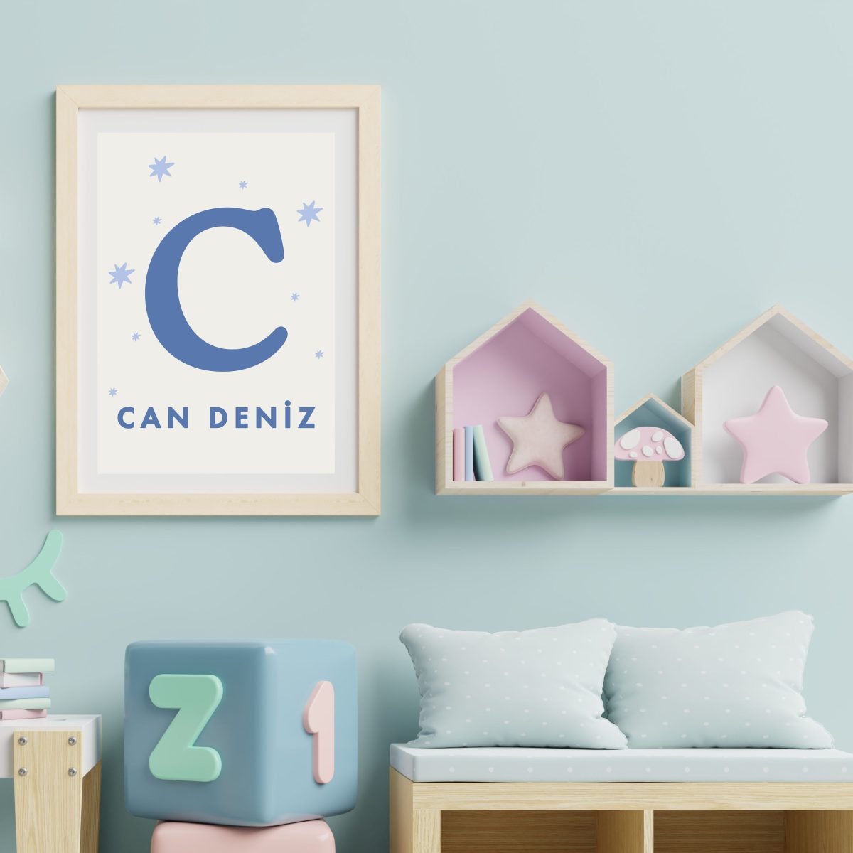 Kişiye Özel Harfli Bebek Posteri – İsimli Nursery Duvar Dekoru - Görsel 6