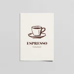 Espresso Minimal Kahve Posteri – Mutfak & Coffee Corner Duvar Dekoru