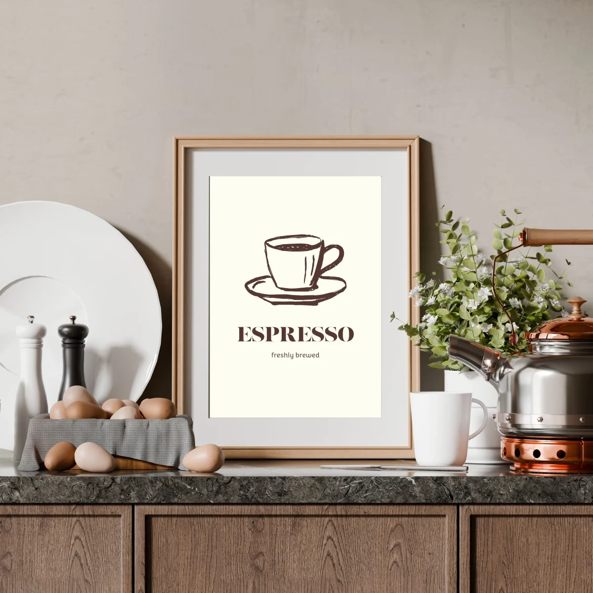Espresso Minimal Kahve Posteri – Mutfak & Coffee Corner Duvar Dekoru - Görsel 3