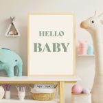 Hello Baby Yeşil Tipografi Poster – Minimal Nursery Duvar Dekoru - Görsel 2