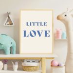 Little Love Mavi Tipografi Poster – Minimal Bebek Odası Duvar Dekoru - Görsel 2