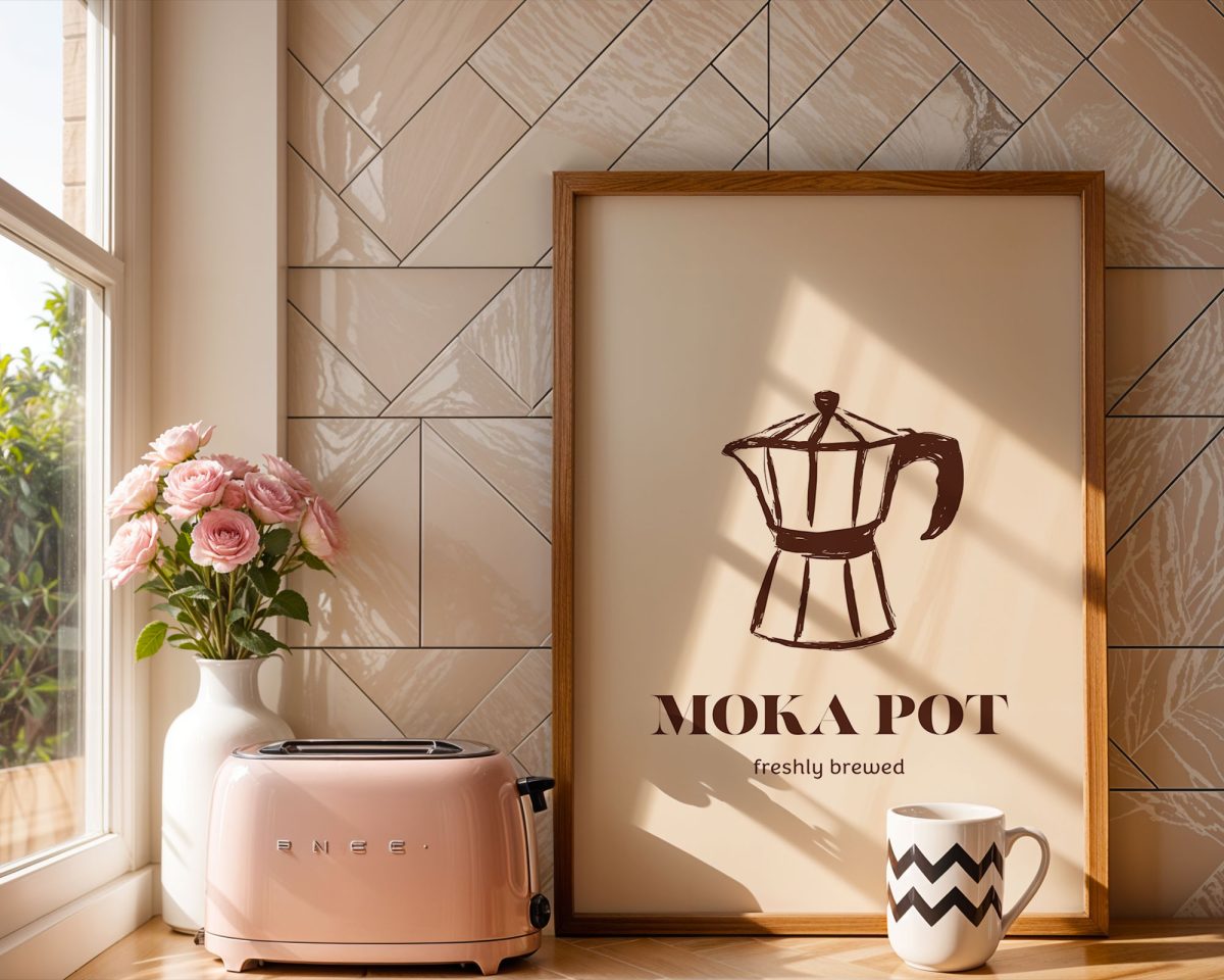 Moka Pot Minimal Kahve Posteri – Mutfak & Coffee Corner Duvar Dekoru - Görsel 2