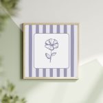 Terracotta Floral Stripe Poster – Minimal Çiçek İllüstrasyonu | Kare Duvar Dekoru - Görsel 2