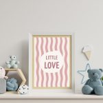 Little Love Pembe Çizgili Bebek Odası Posteri | Modern ve Sevimli Çocuk Odası Duvar Dekoru - Görsel 2