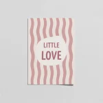 Little Love Pembe Çizgili Bebek Odası Posteri | Modern ve Sevimli Çocuk Odası Duvar Dekoru
