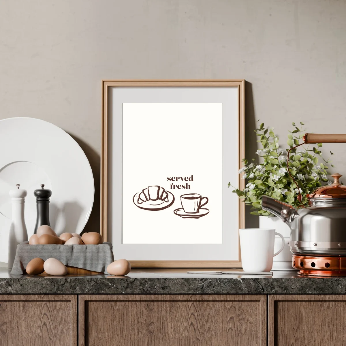 Served Fresh Kahve Posteri – Coffee Corner & Mutfak Duvar Dekoru - Görsel 3