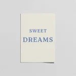 Sweet Dreams Mavi Tipografi Poster – Minimal Bebek Odası Duvar Dekoru