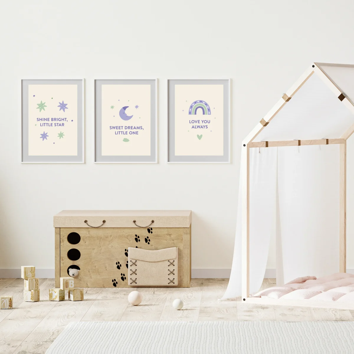 Yıldız Ay Gökkuşağı 3’lü Pastel Bebek Odası Poster Seti - Görsel 2