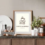 Coffee & Books Poster Minimal Kahve Köşesi Posteri - Görsel 2