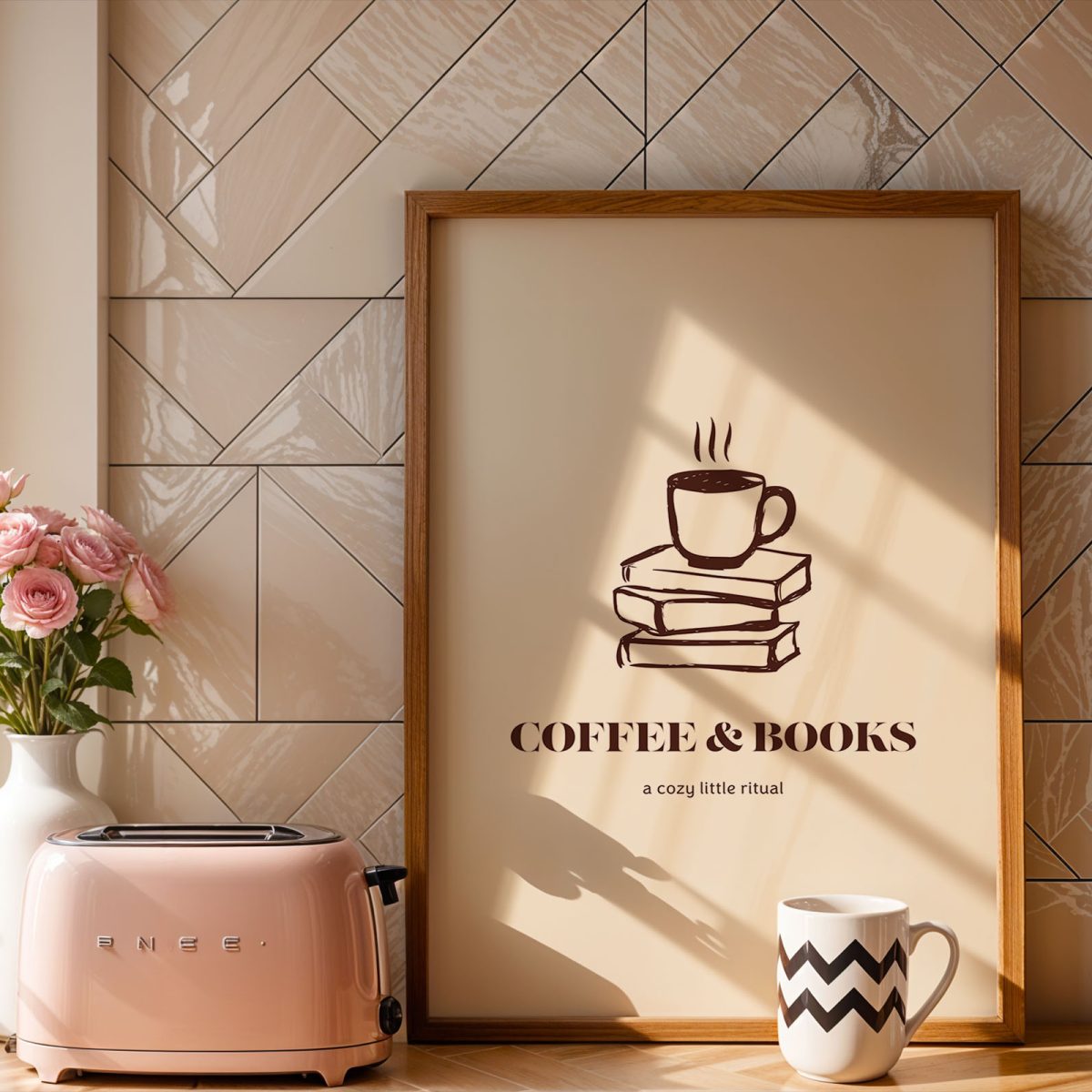 Coffee & Books Poster Minimal Kahve Köşesi Posteri - Görsel 3