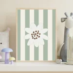 Minimal Yeşil Çizgili Botanik Çiçek Posteri - Görsel 2