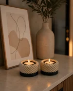 Hasır Dokulu 2’li Tealight Mumluk Seti - Görsel 3