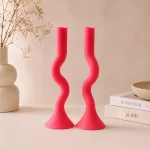 Pembe 2’li Dalgalı Mumluk Seti