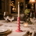 Pembe Baloncuk Formlu Tekli Şamdan – Modern Dekoratif Mumluk - Görsel 3