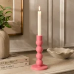 Pembe Baloncuk Formlu Tekli Şamdan – Modern Dekoratif Mumluk - Görsel 2